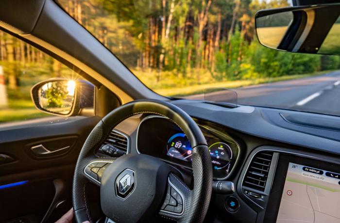 Perspectief van een chauffeur in een Renault