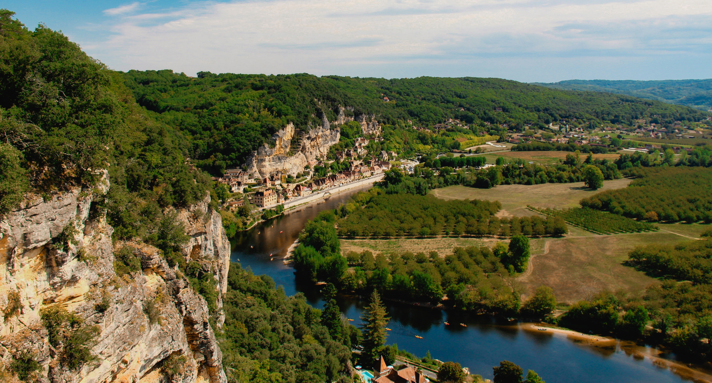 Een uitzicht vanuit de lucht over de Dordogne